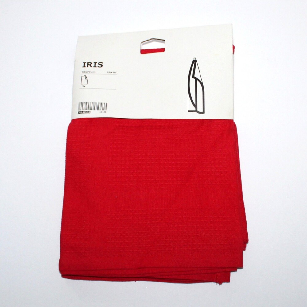 Ikea Iris Red Dish Tea Towel Kitchen 2 Pack 20โ x 28โ NEW waffle weave